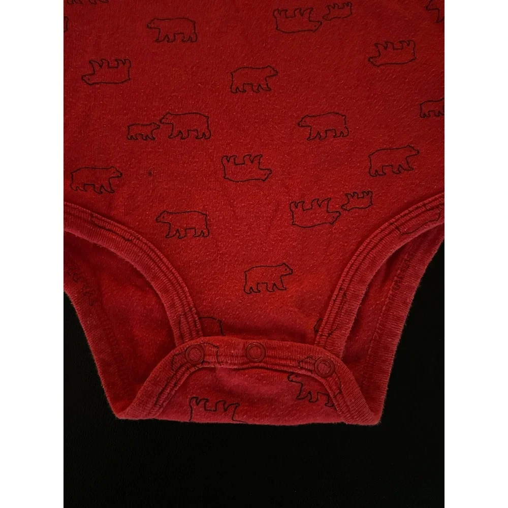 Carters Baby Boy Red Black Bear Long Sleeve Bodysuit 24 Months 126H029 1464